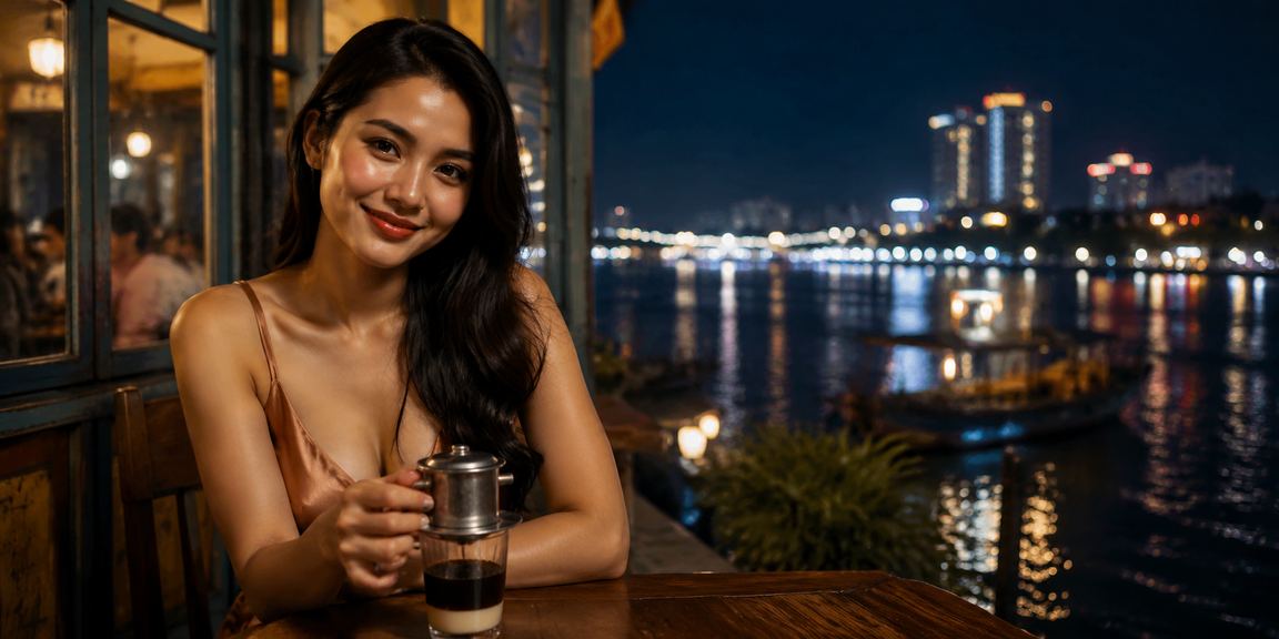 Cảnh thức uống cà phê và xổ số tại miền Tây sông nước Việt Nam